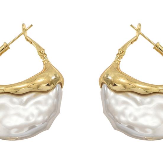 1 Pair Women Earrings Imitation Pearls Inlaid Drop Earrings with Ear Loop Daily Wear Party Dance Jewelry Gift