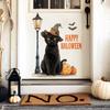 Retro Halloween Black Cat Wall Decal - Festival Elements Self-Adhesive Seamless Sticker