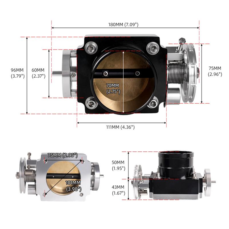RASTP-Universal 70mm 2,75 Zoll High Flow Legierungsaluminium CNC Billet Ansaugklappenstutzen RS-THB192