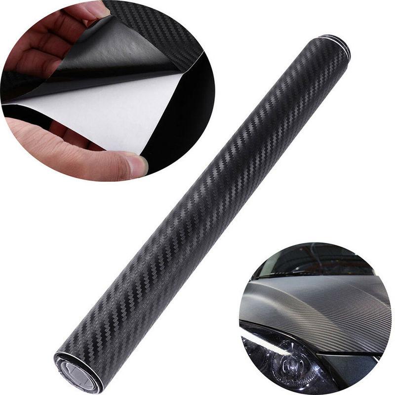 5/10cm DIY 3D Black Carbon Fiber Vinyl Car Wrap Sheet Roll Film Sticker Decal Door Sill Anti-Scratch Protector Tape Film
