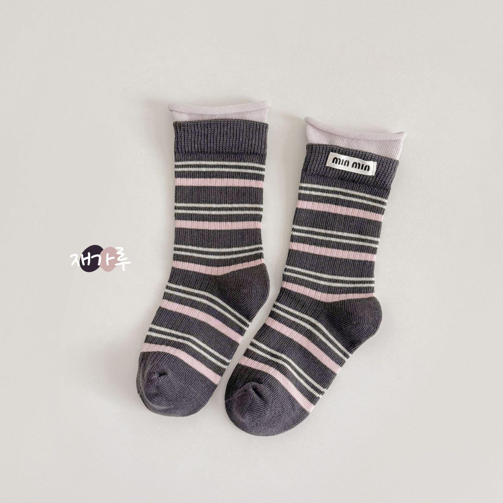 

Children s Spring & Autumn Miu Series Cotton Socks - Winter Style Rolled Edge Mid-Tube for Boys & Girls XL (Foot Length 20-22cm) ~9-12 Years