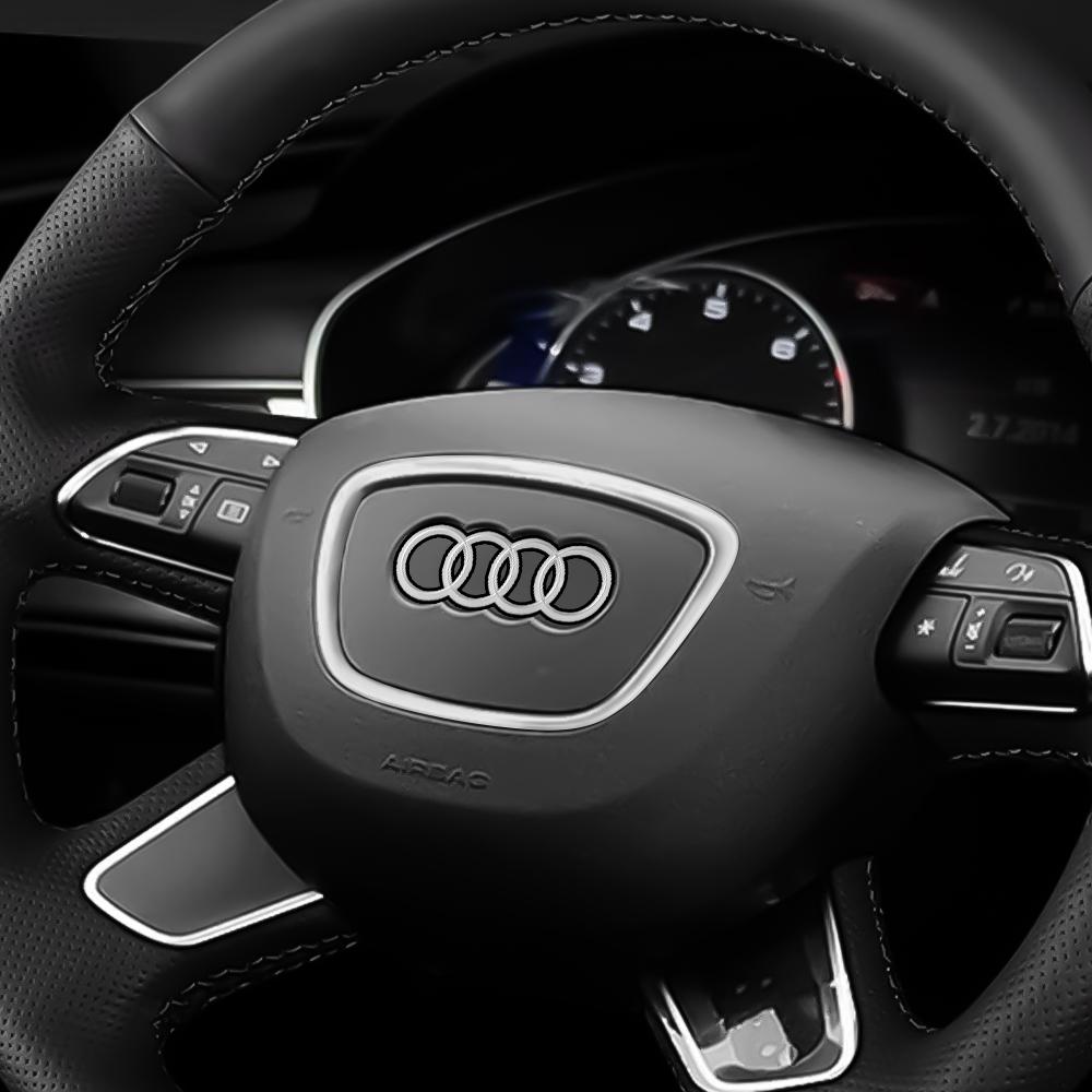 For Audi 8P 1PC Car Style Steering Wheel Center Logo Cover Sticker Decoration For AUDI A6L Q7 Q3 Q5 A7 2005-2024 A5 A3 A4L A8L 2005-2016 A8
