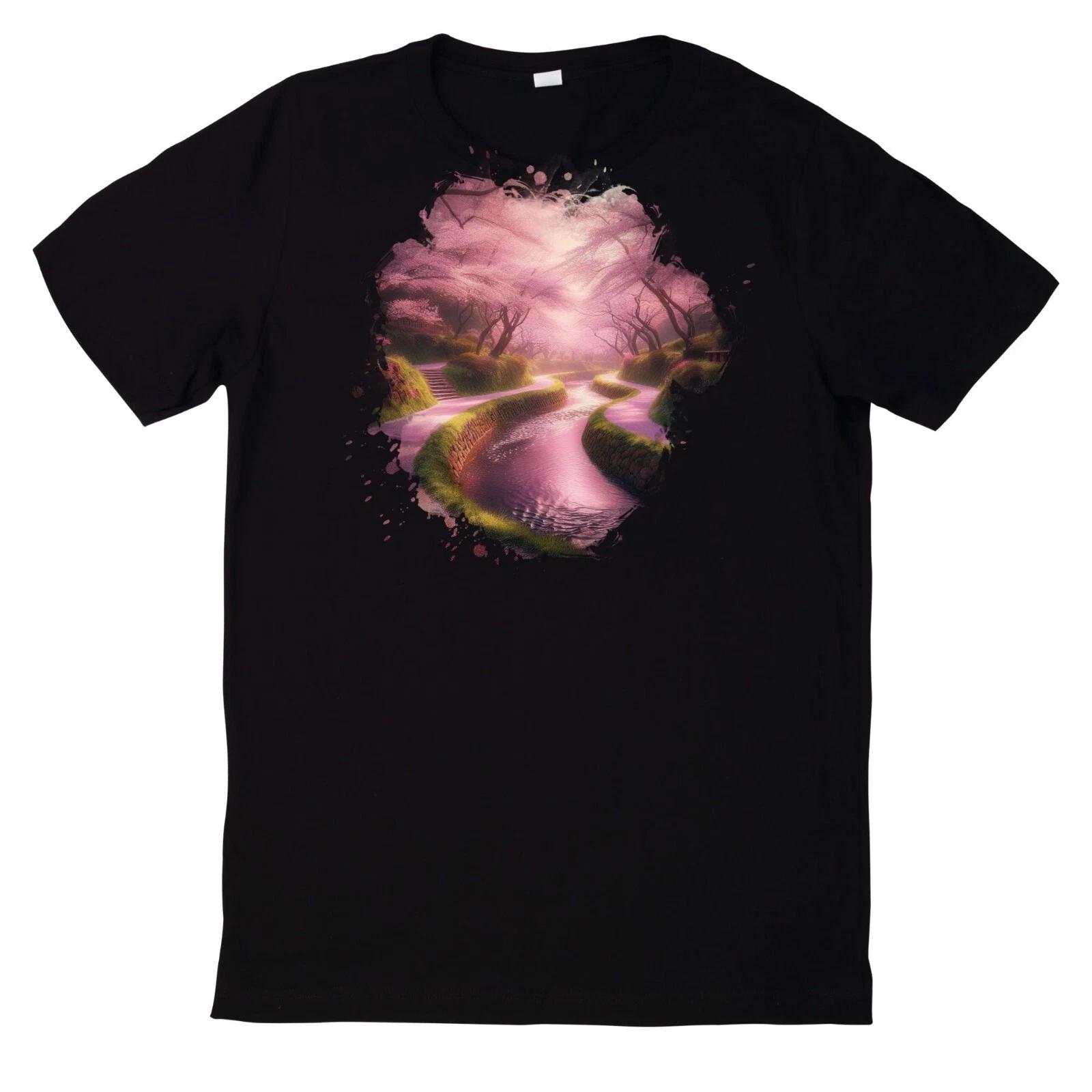 T-Shirt Aquarell ruhige Kirschblüten Welt Motiv XXL