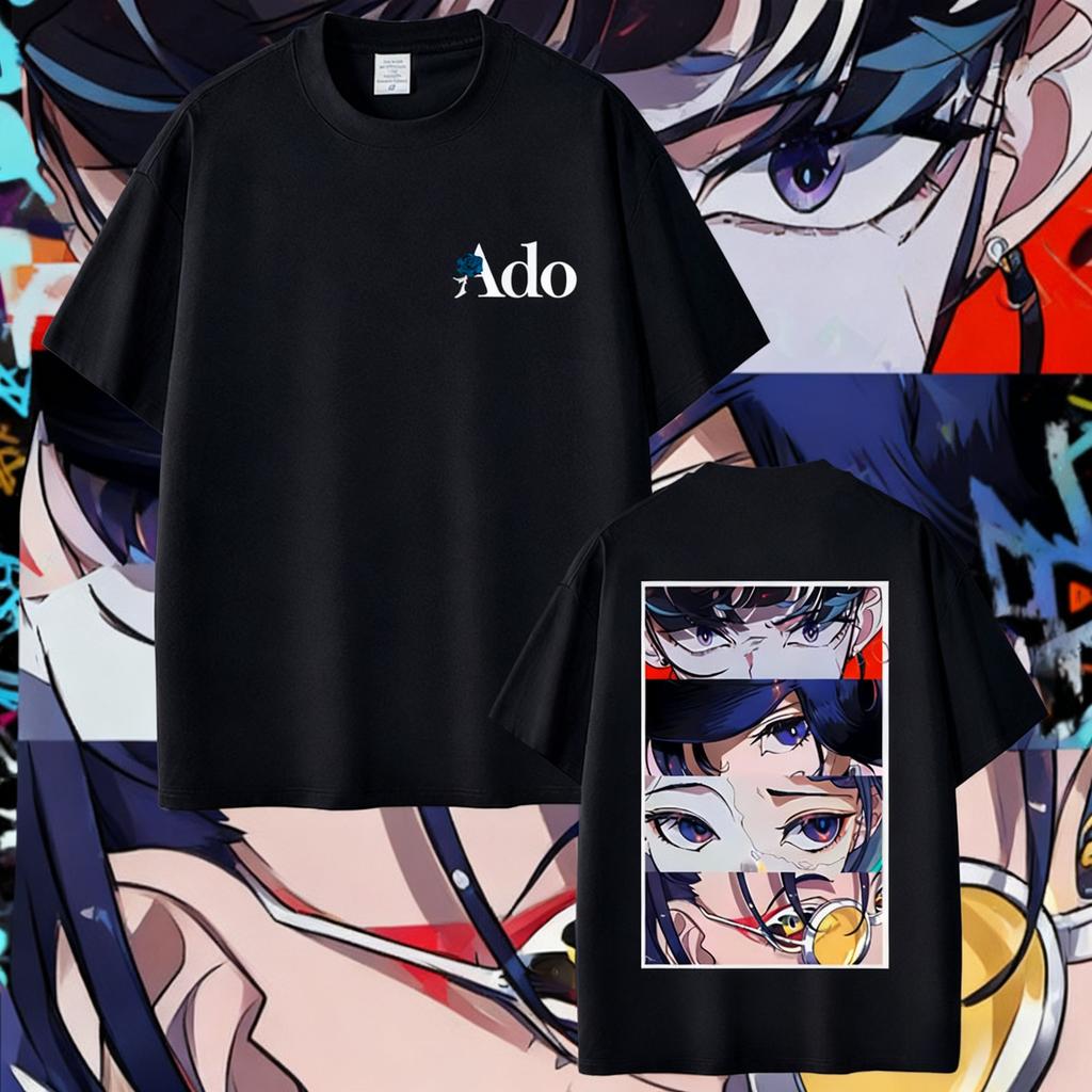 2025Summer Ado Graphic T-shirt Men Women Clothing Fashion Japanese Style T-shirts Unisex Casual 100% Pure Cotton Printed T-shirt