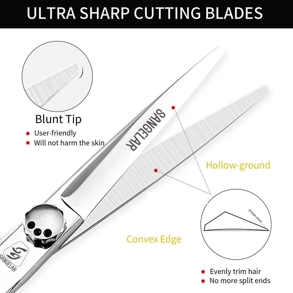 Sangelar 6 Zoll Haarschere Traceless Effilierschere Silber Professionelle Friseurschere Barber Cut Hair Tools