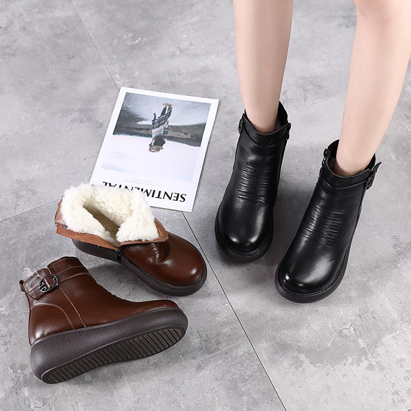 Fashion GKTINOO 2025 Waterproof Women Snow Boots 100% Genuine Leather Natural Wool Fur Platform Ankle Boots For Women Winter Warm Shoes