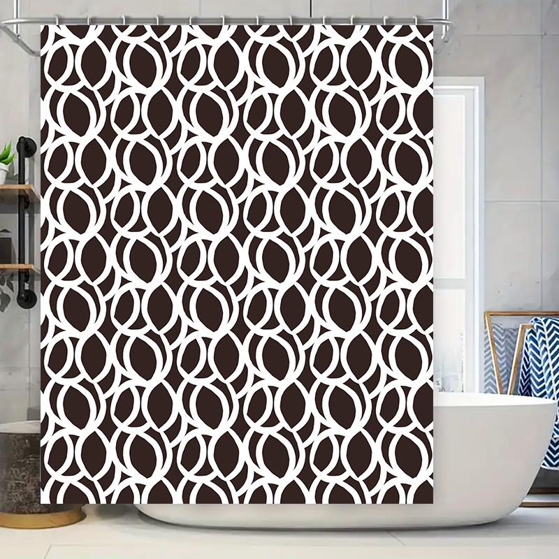 

Modern Bath Shower Curtain With Geometric Design For Bathroom Decor White Brown Polyester Fabric Waterproof Home Decoration (Whi 90x180cm