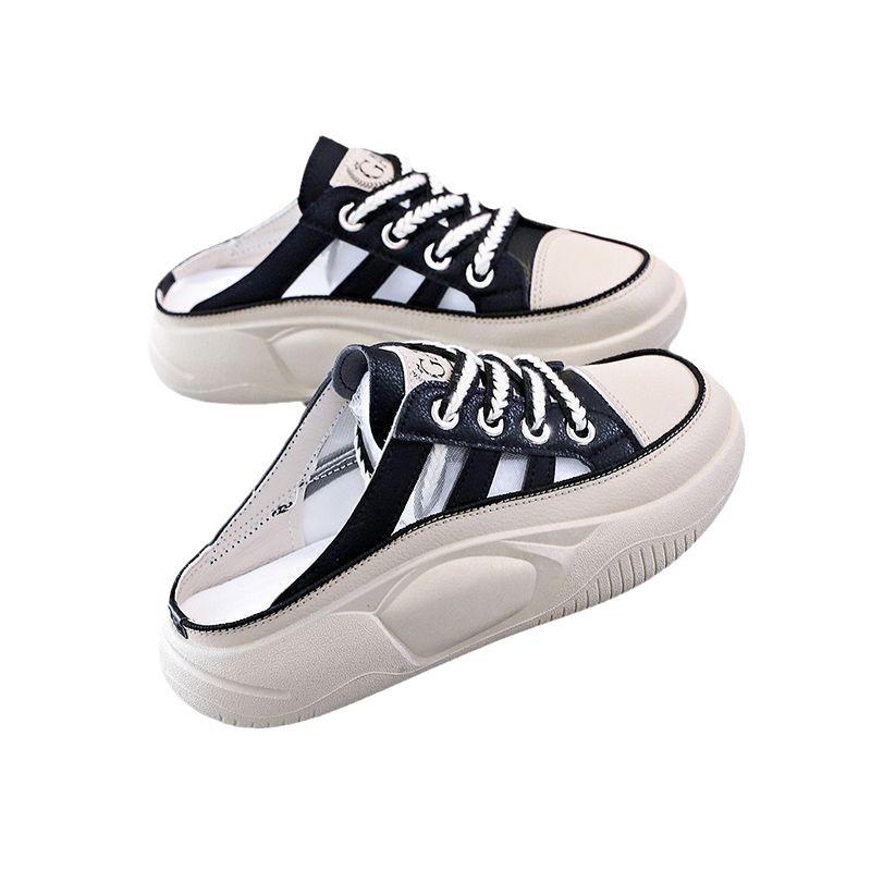 Baotou half slippers women's summer wear 2025 new women's shoes French versatile woven one-pedal Roman sandals