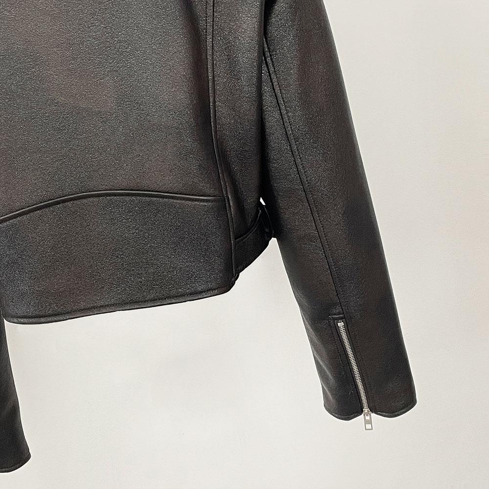 OFTBUY Veste Courte Vintage Ample en Faux Cuir PU pour Femmes avec Ceinture Veste de Moto Féminine Zippée Rétro Moto Biker Manteau Vêtements d'Extérieur Hauts