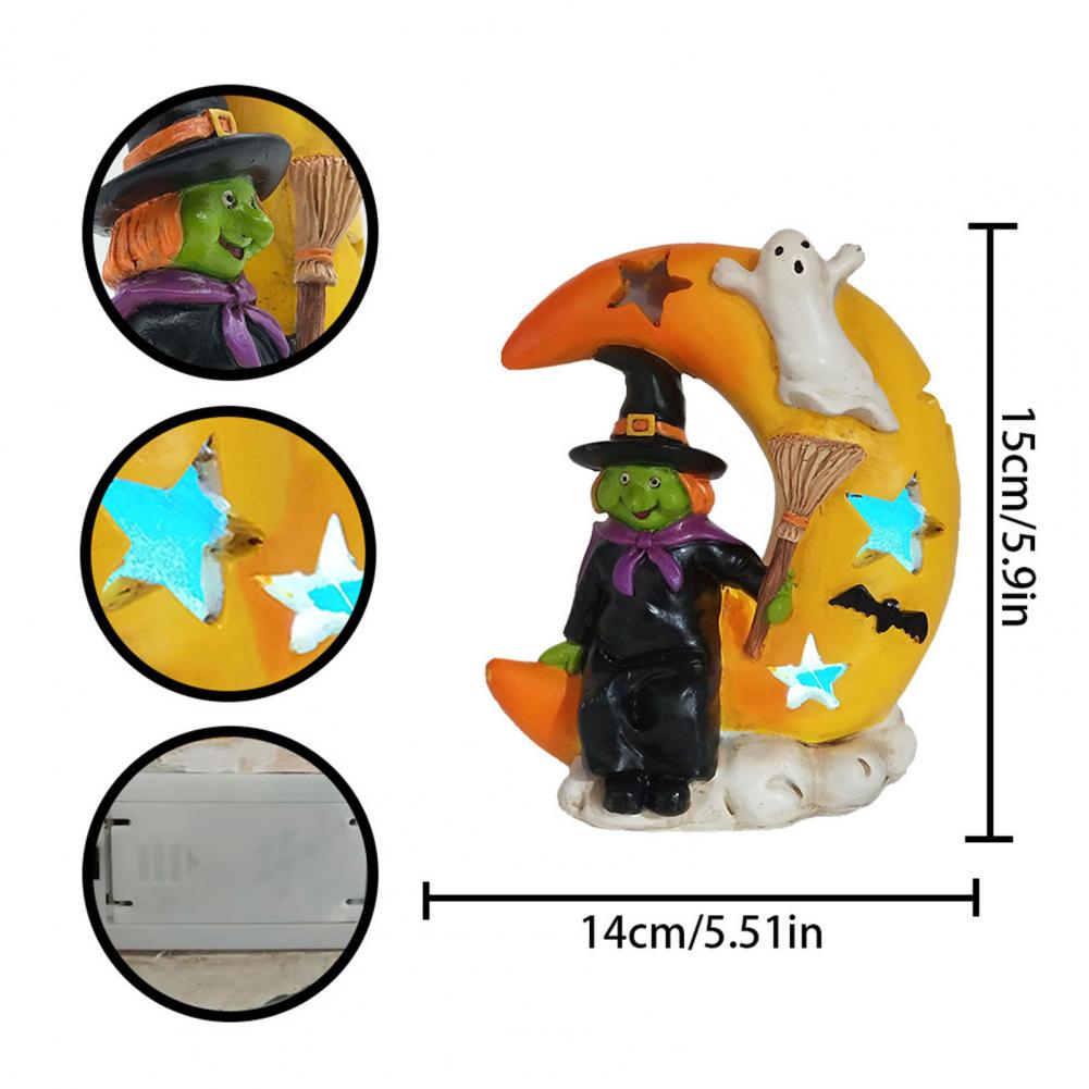 Halloween Ghost Decoration Resin Ghost Light Spooky Halloween Decoration Set Light Up Ghost Pumpkin Witch for Home