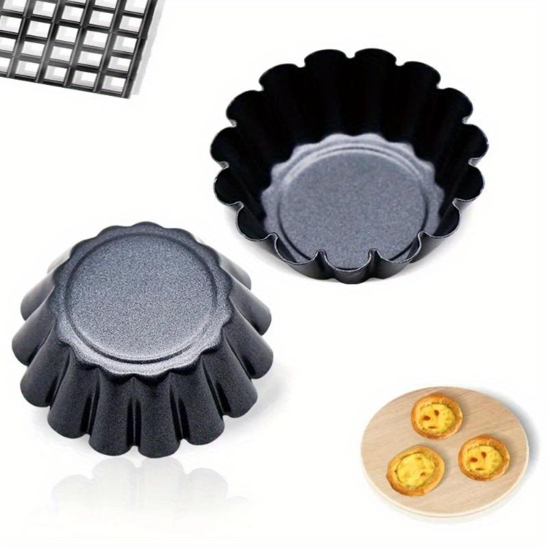 Carbon Steel Egg Tart Mold 3PCS Non Stick Thickened Chrysanthemum Lace Cake Pudding Baking Pan Set