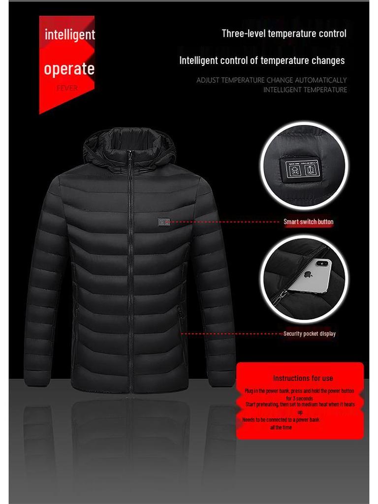 Men's Smart USB-Heated Winter Jacket with 21-Zone Temperature Control