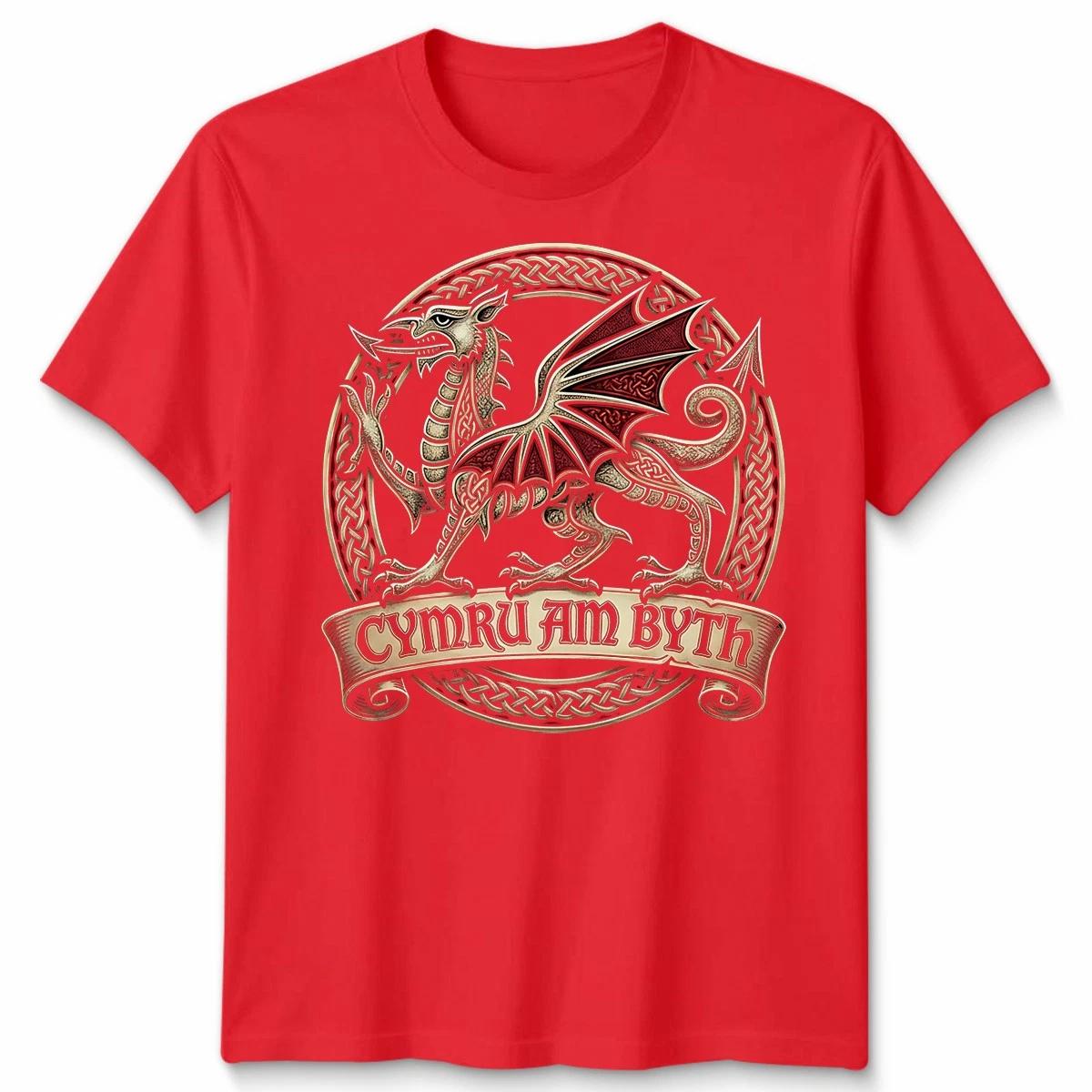Cymru Am Byth Wales Forever Welsh Dragon Y Ddraig Goch St Davids Day Shirt 2XL