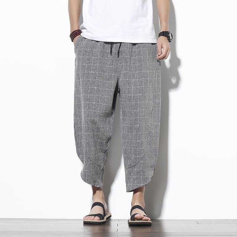 

2025 Летняя мода Мужские полосатые шаровары Широкие брюки Мужские повседневные уличные брюки Мужские уличные брюки с перекрестными штанинами 2XL серый