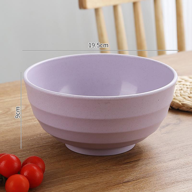 Eco-friendly Wheat Straw Rice & Salad Bowl Set - Reusable, Versatile & Durable Plastic Bowls for Instant Noodles, Rice, or Salad.