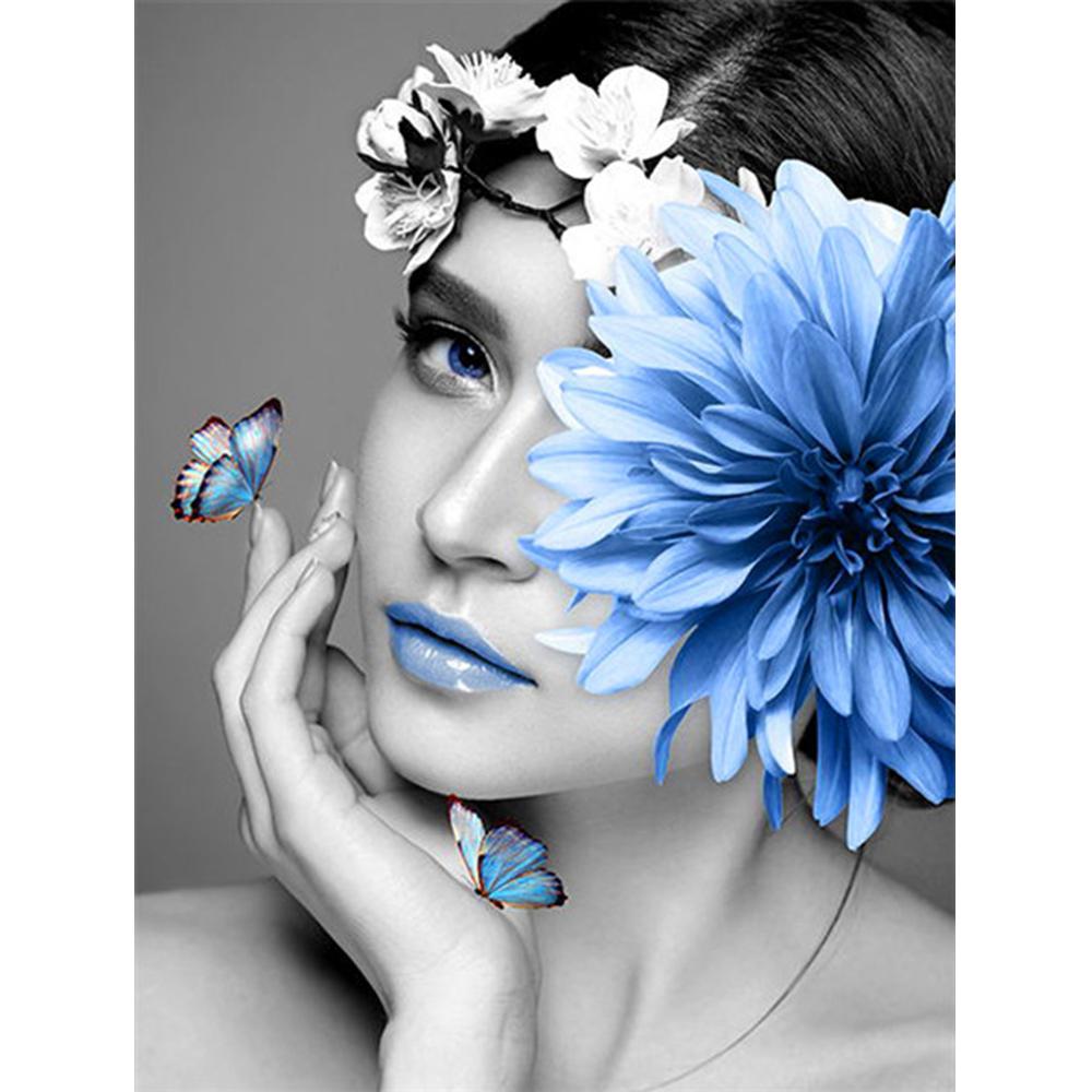 5D DIY diamentowe zestawy do malowania portret kobiety zdjęcia dżetów diamentowe hafty kwiatowe mozaiki sprzedaż Wall Art