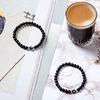 6mm Black Frosted Agate Stone Beaded 26 Letters Bracelet Valentine's Day Gift