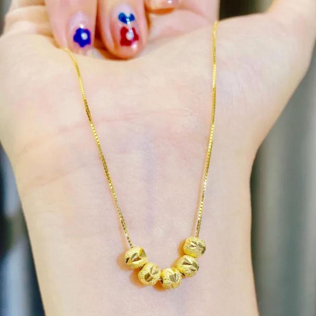 Five Blessings Silver-Plated Necklace: Heart & Flower Lucky Beads, Elegant Women's Design