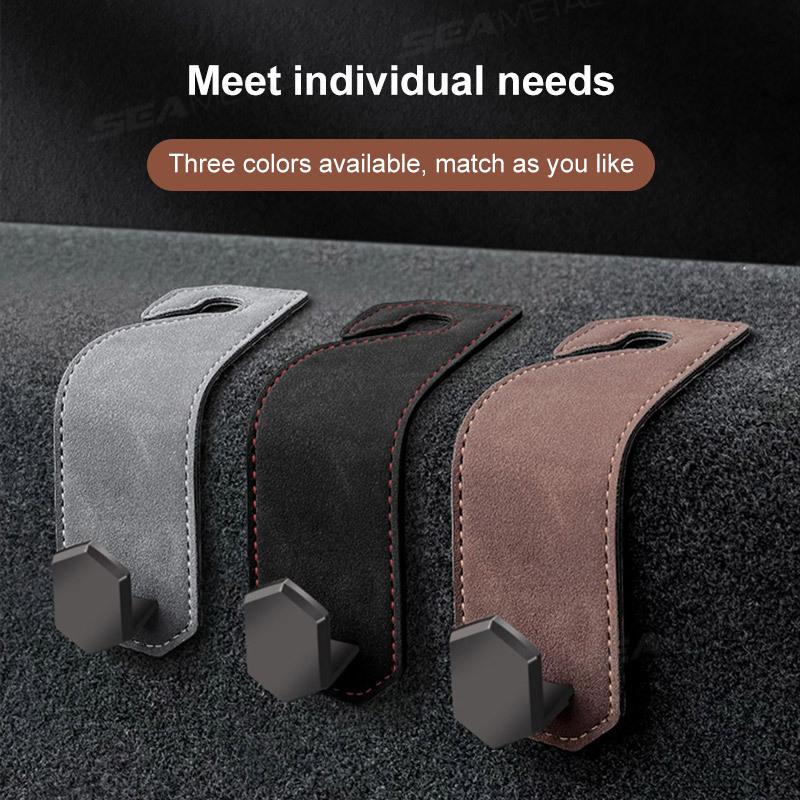 Alloy Car Seat Back Hook Premium Suede Metal Auto Hanging Hook Universal 20KG Large Load-Bearing Hanger for Rear Seat