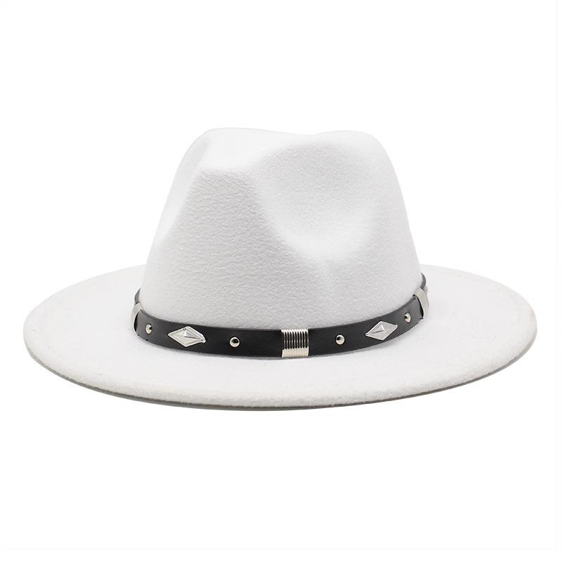 Rivet Accessories Top Hat Men'S And Women'S Wool Hat British Retro Outdoor Big Edge Flat-Brimmed Jazz Hat