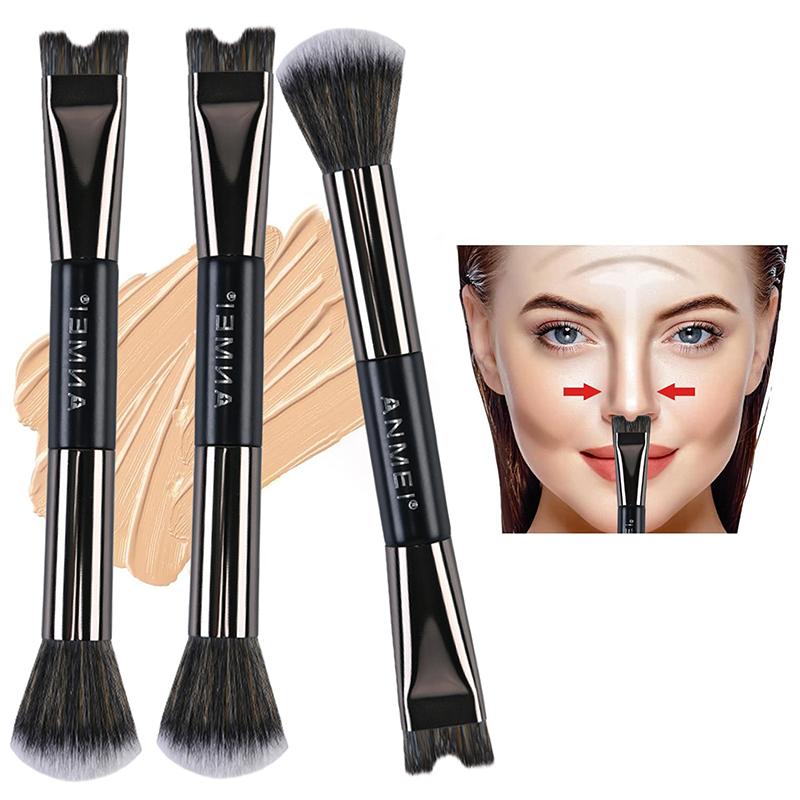 Nasenkontur U-förmiger Make-up-Pinsel zum Modellieren und Definieren Doppelkopf-Foundation-Highlighter-Pinsel Nasenschattenpinsel
