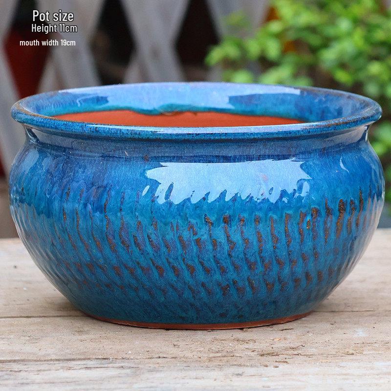 Stor Handgjord Keramik Kruka för Suckulenter och Grönska, Andningsbar Lerkruka i Lila Lera