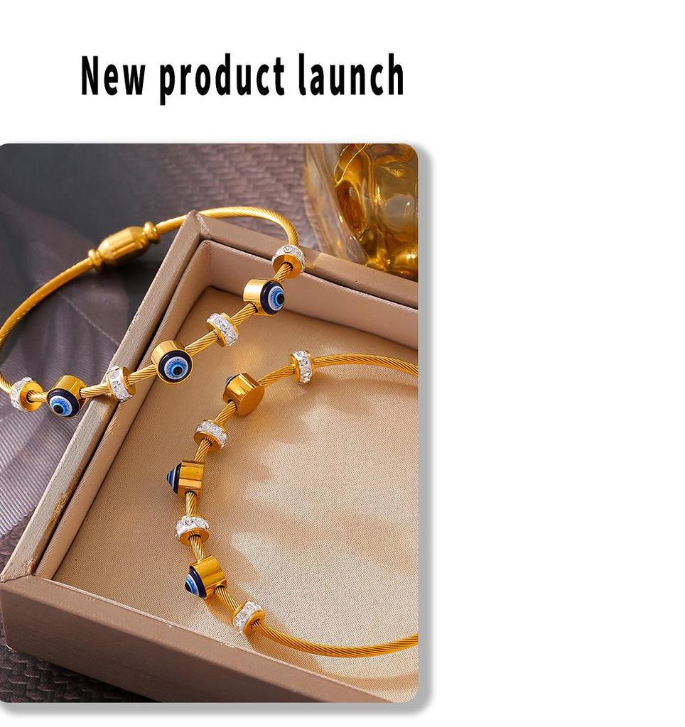 18K Gold-Plated Titanium Steel Evil Eye Diamond Bracelet