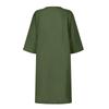 Women's Fashion -Color Dress 3/4 Sleeves V Neck Dress