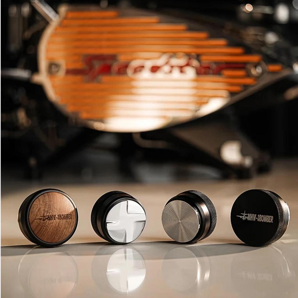 MHW-3BOMBER CD Series Coffee Grinder, Four-Rotor Tamper, Italian Espresso Tamper, Wooden Lid, Black, 58mm, for Home Use