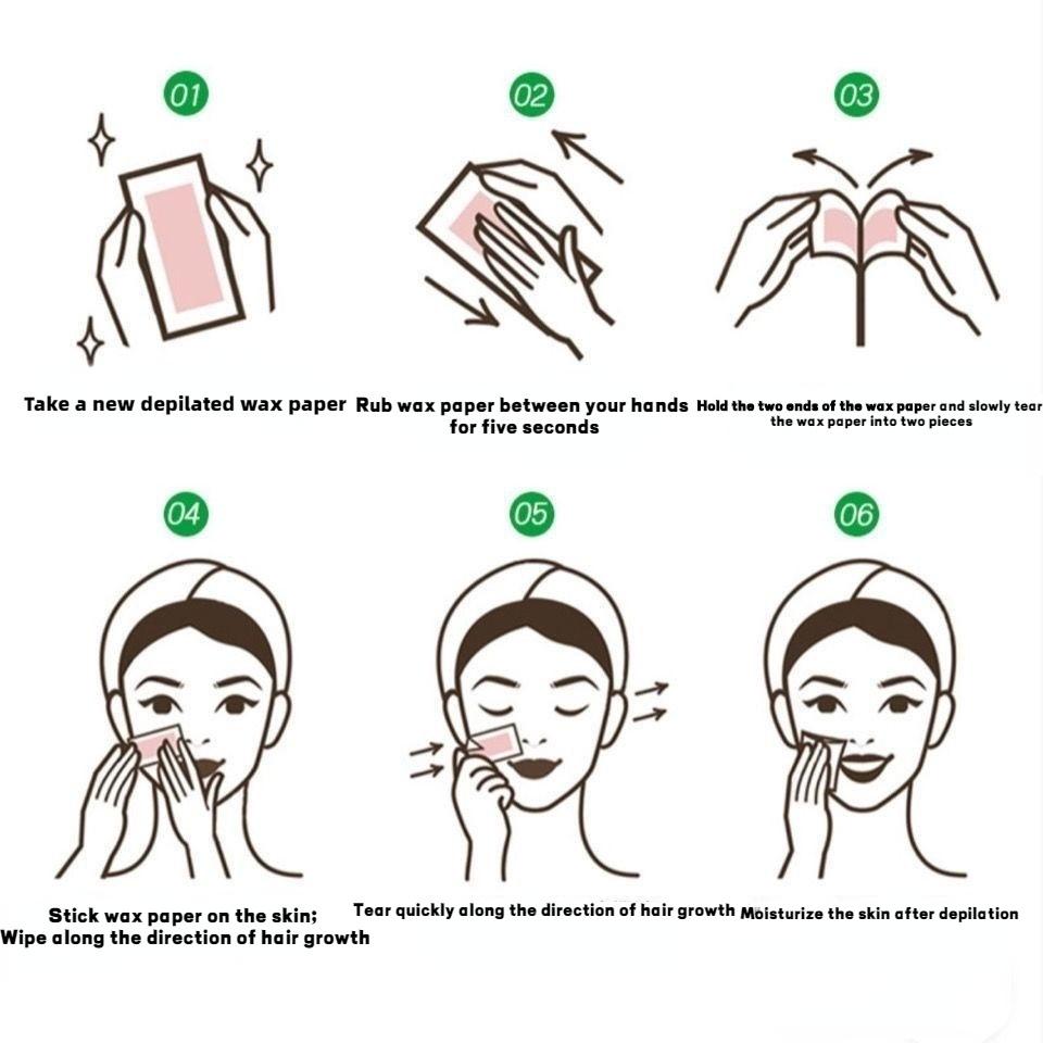 6/10/20pc Set Hair Removal Tool Wax Strips Waxing Wipe Sticker for Face Leg Lip Eyebrow Leg Arm Body Hair Removal Two Side Mini Size