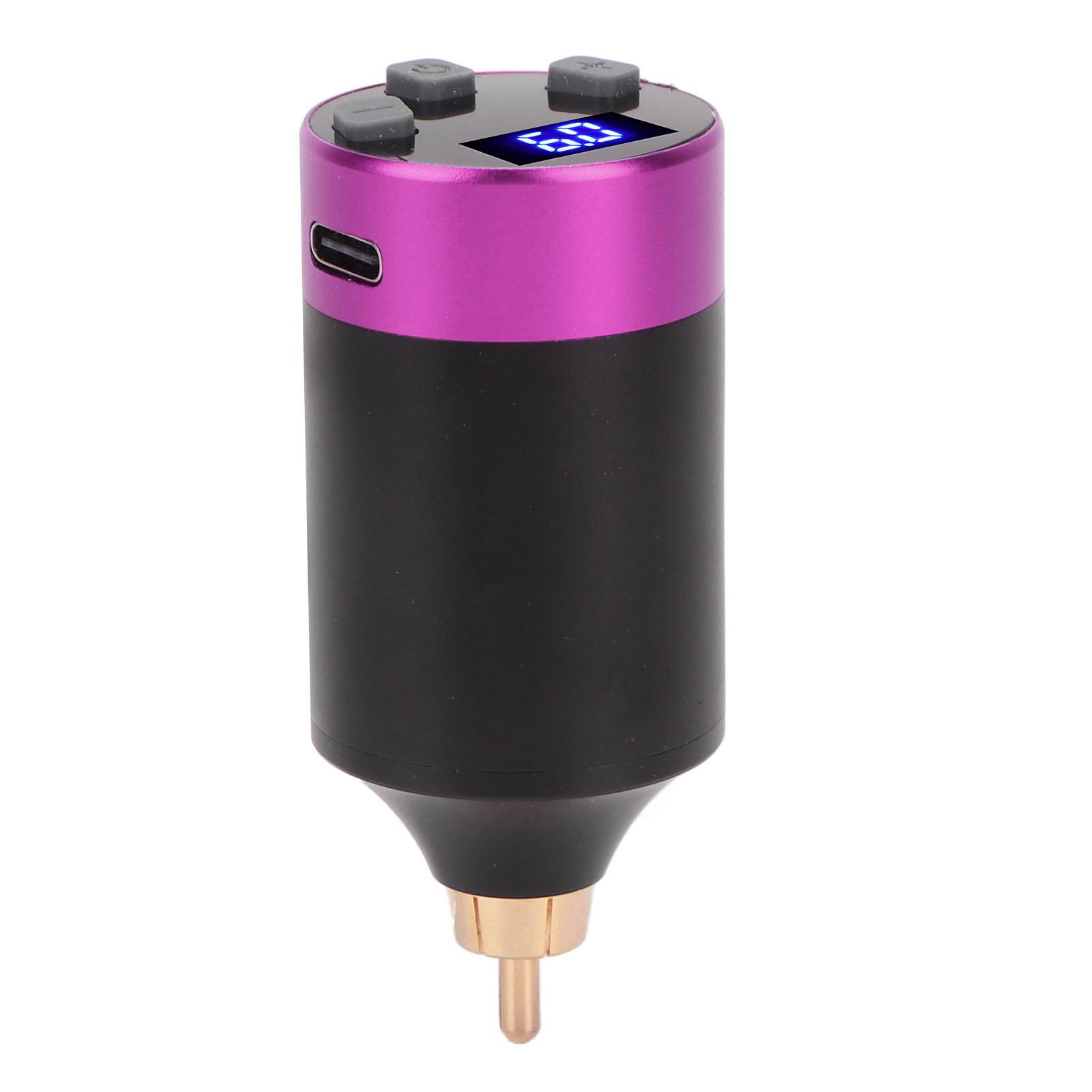 

Беспроводной блок питания с USB-кабелем для зарядки, светодиодным дисплеем, легкий аккумулятор для тату-машинки фиолетовый
