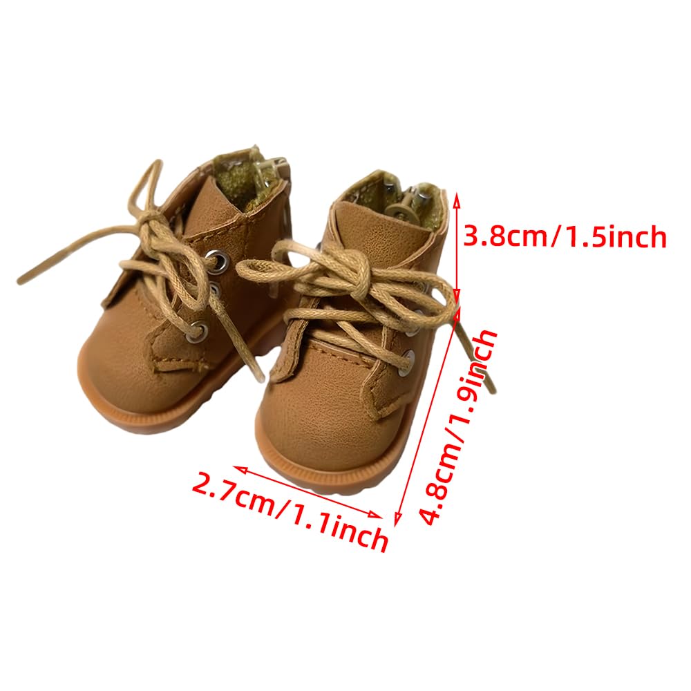 niannyyhouse 15cm Plush Doll High-Top Shoes, for 16 BJD, Doll Dress-Up Accessory, 2 Pairs Set (White + Beige)
