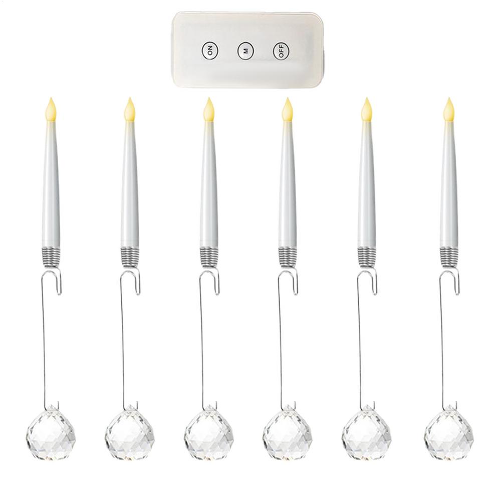 

Christmas Tree Candles with Remote Flameless LED Candles Decorative Lights 6 Pieces Christmas Decorations for Holiday Indoor 6pc Crystal ball