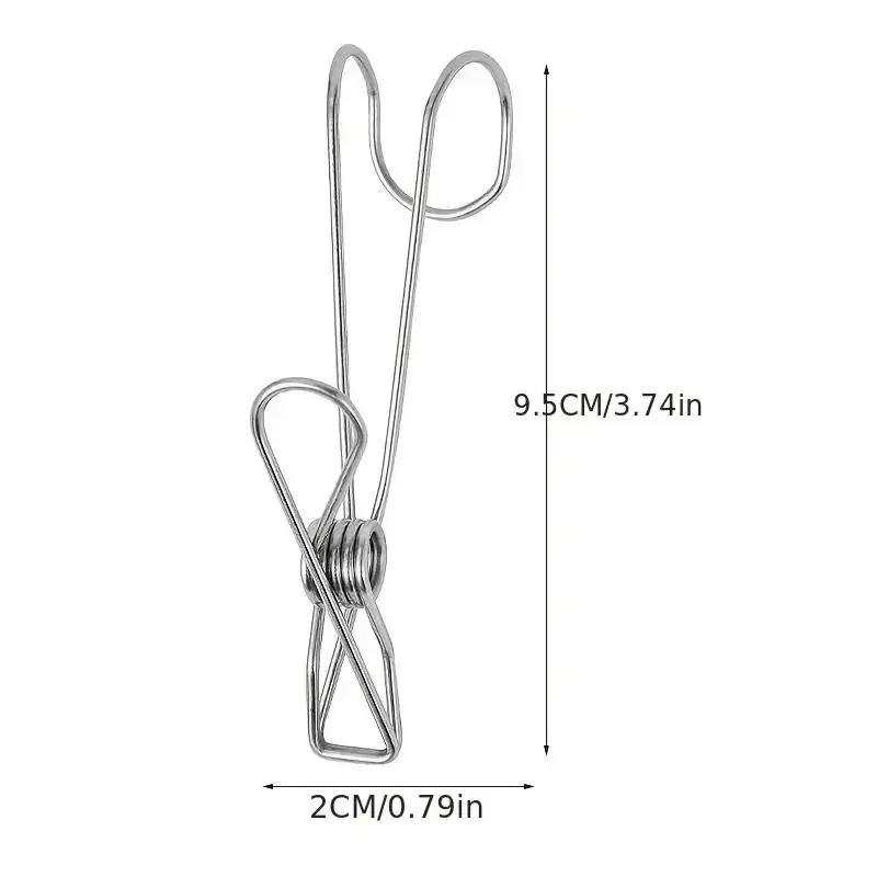 10pcs Stainless Steel Clothespins with Hooks Metal Spring Clips with Hooks Universal Hanging Clips for Offices Kitchens Bathroom