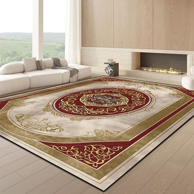 Nordic Luxurious Golden Large Living Room Carpet Home Decoration Villa Parlor Rug Custom Hotel Lobby Carpet Non-slip Floor Mats