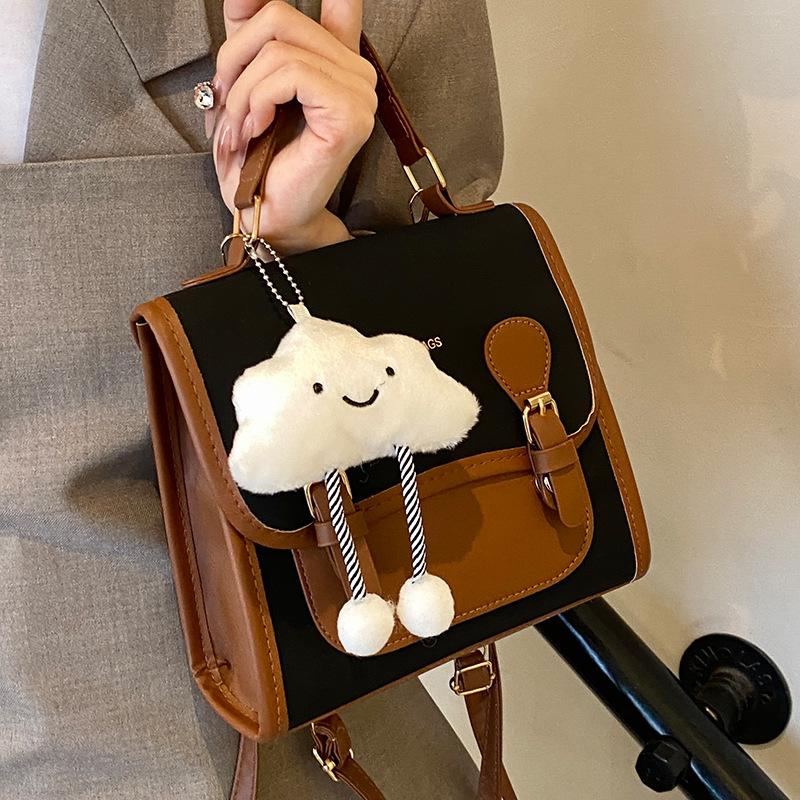 Retro Fashion Contrast Color Backpack for Women New Style Niche Versatile Handbag for College Students Casual Women's Bag for Class