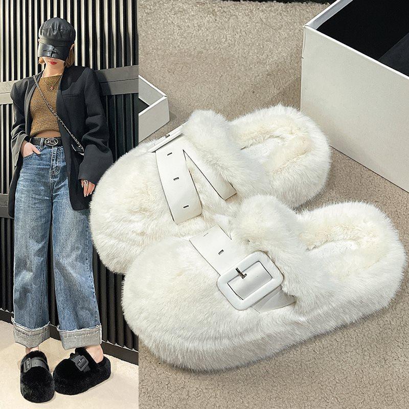 Wear Thick Cotton Mop Home Soft Bottom 2025 Semi-non-slip Autumn and Winter Pregnant Women Bag Head Bottom Black New Fluffy Slippers Women