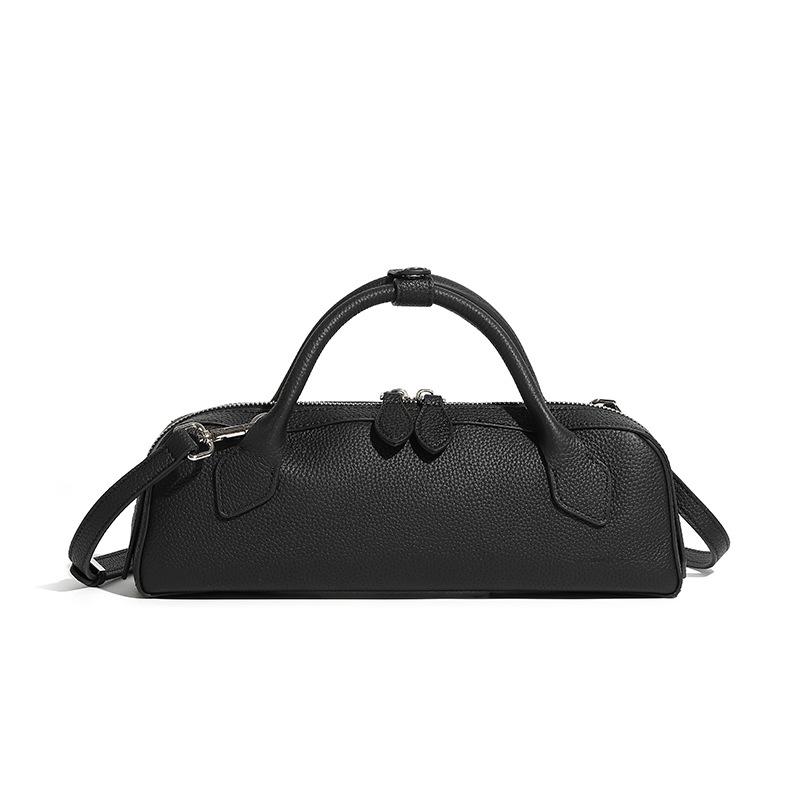 

Жіноча сумка з натуральної шкіри ручна під пахву великої місткості для поїздок на роботу одноплечова довга сумка-багет One Size чорний