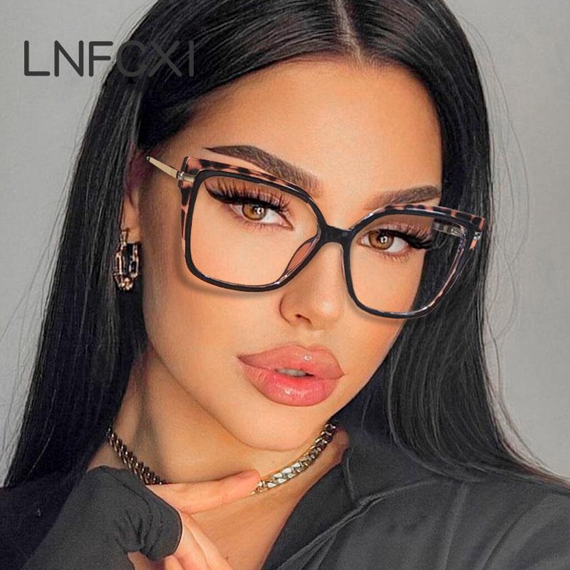  New Retro TR90 Square Women Glasses Frame Double Colors Fashion Leopard Clear Anti-blue Light Optical Eyeglasses