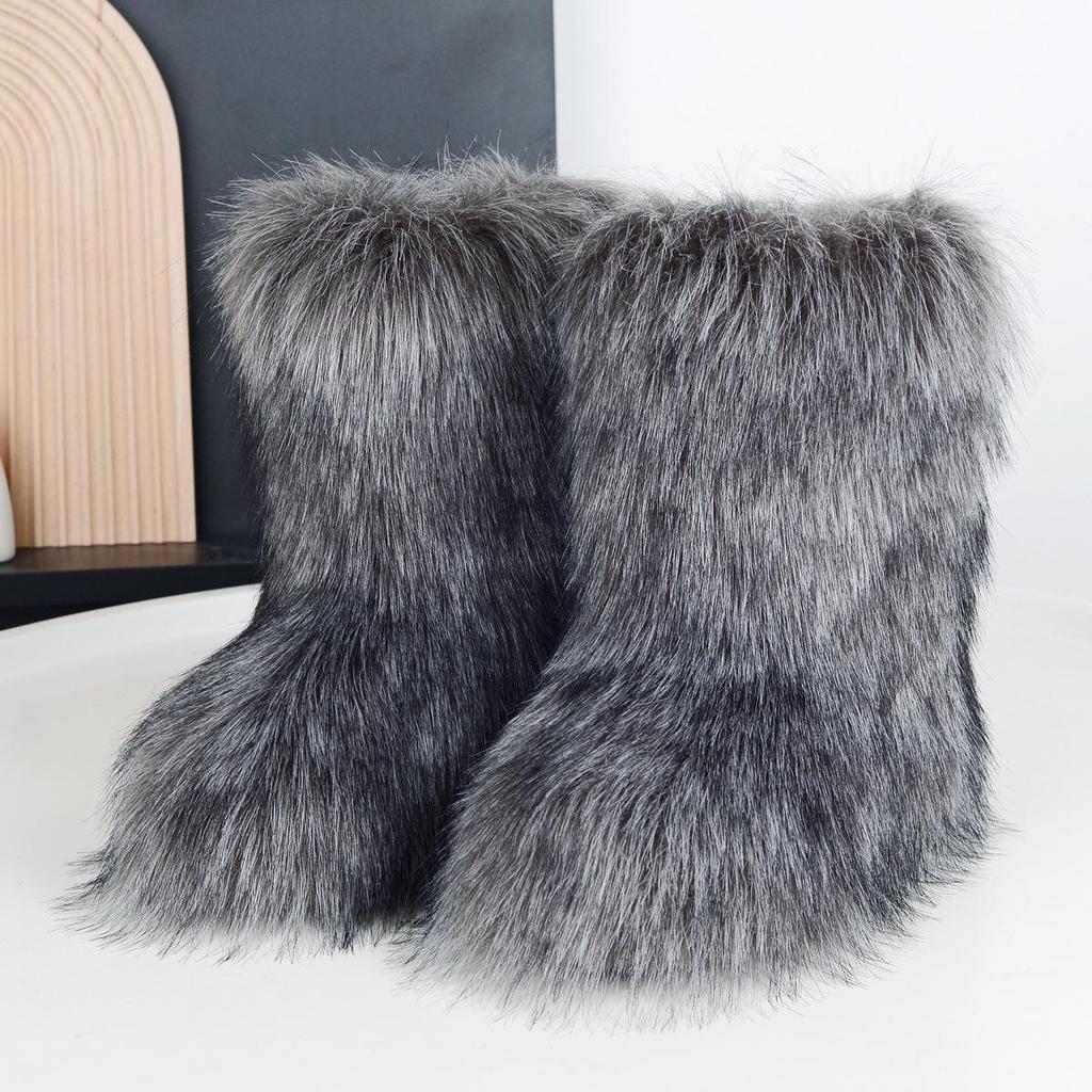 Women's Cross-Border Plush Winter Boots: Warm Short and Mid-Calf Styles with Imitation Fur for Snow.