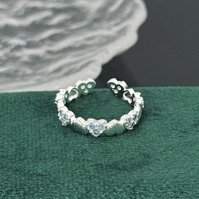 Simple Lace Hollow Open Ring Women'S Light Luxury Micro-Inlaid Zircon Temperament Sweet Jewelry