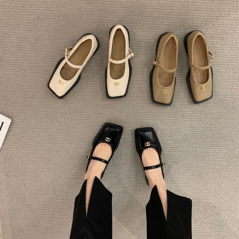 2025 Spring and Summer Versatile Single Shoes Women's Niche French Platform Small Fragrant Square Head Black Mary Jane Small Leather Shoes
