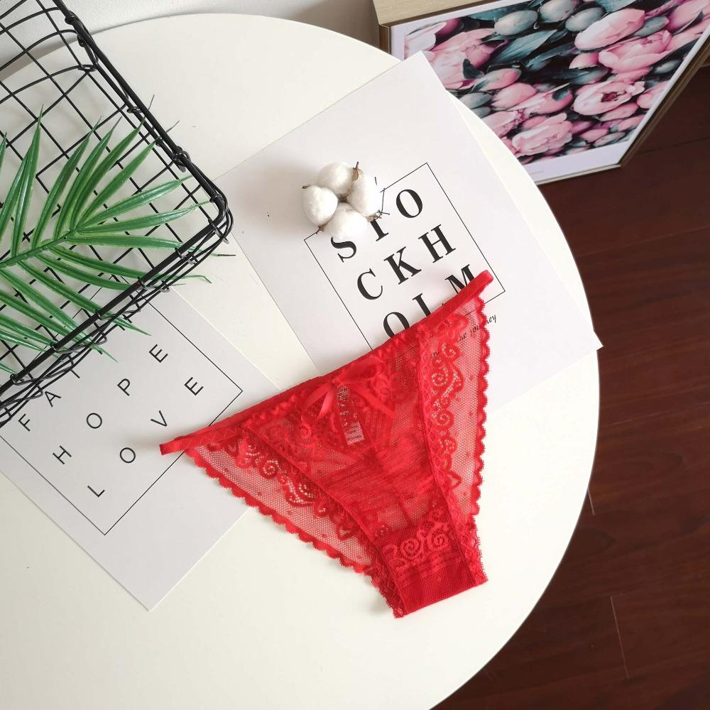 Sheer Lace Mesh Women Thong Floral T-Back Panties Thin Lace Flower Briefs Lady
