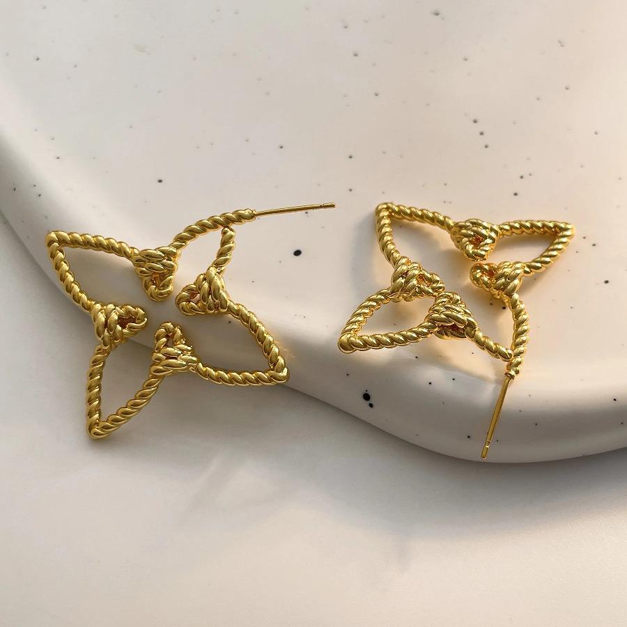 European and American Pentagram Woven Knot Starfish Personalized Creative Design Fashionable Needle Earrings