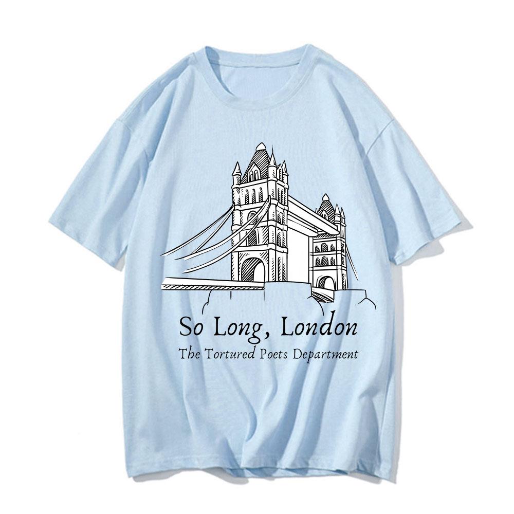 So Long London Ttpd Printed Tshirt Short Sleeve Comfort Tops 100 Cotton Unisexs Summer Hip Hop Tshirt Fashion Trend Streetwear