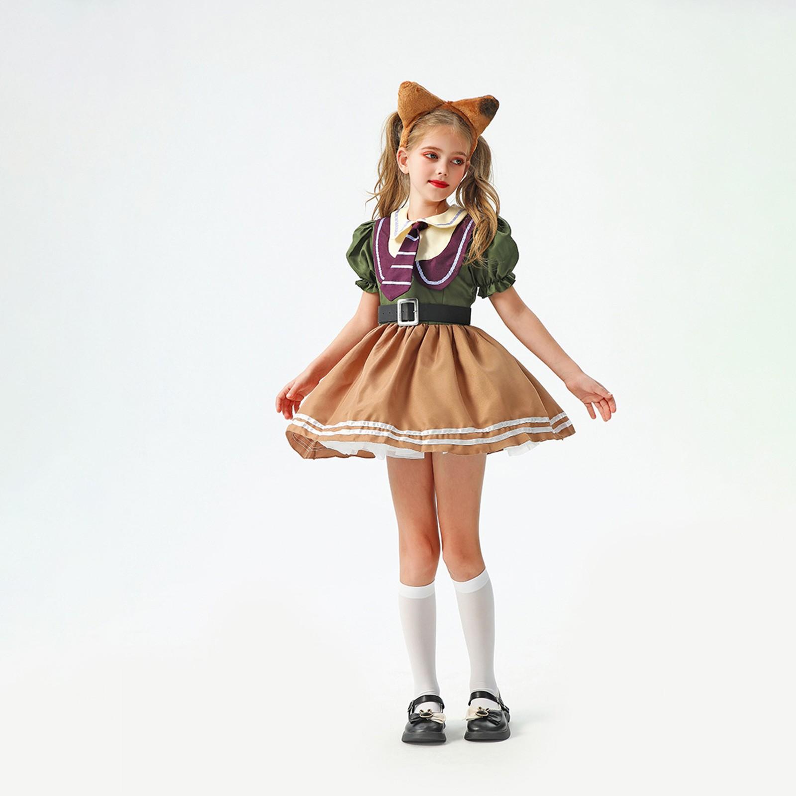 

Детский костюм Костюм невесты-зомби для косплея Костюм для выступления Маскарадный костюм 140 хаки