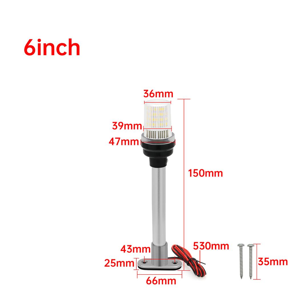 12Inch Fold Down Boat LED Navigation Light for Yacht Marine Navigation Anchor Light 12V Sailing Signal Light 360 Degree Round 7