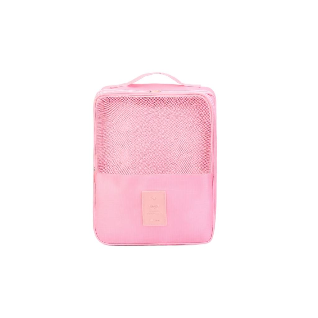 Double Layer Shoe Storage Bag Portable Travel Shoe Organizer with Zipper Mesh Top and Handle for Easy Carrying and Protection