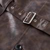 Men's Korean Style PU Leather Mid-Length Windbreaker Jacket