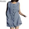 ZANZEA Women Sleeveless Vest and Shorts Summer Plaid Print Two Piece Suit Sets